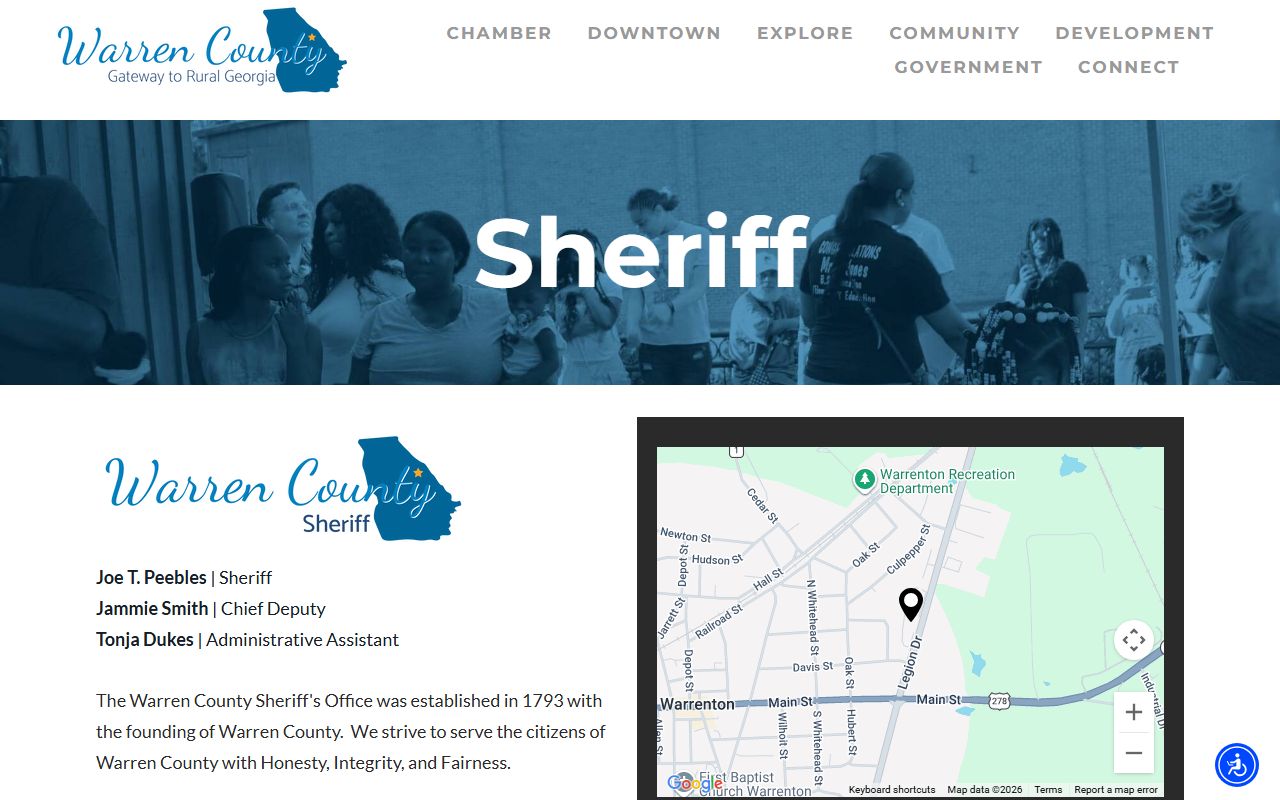Warren County Sheriff page for inmate population records